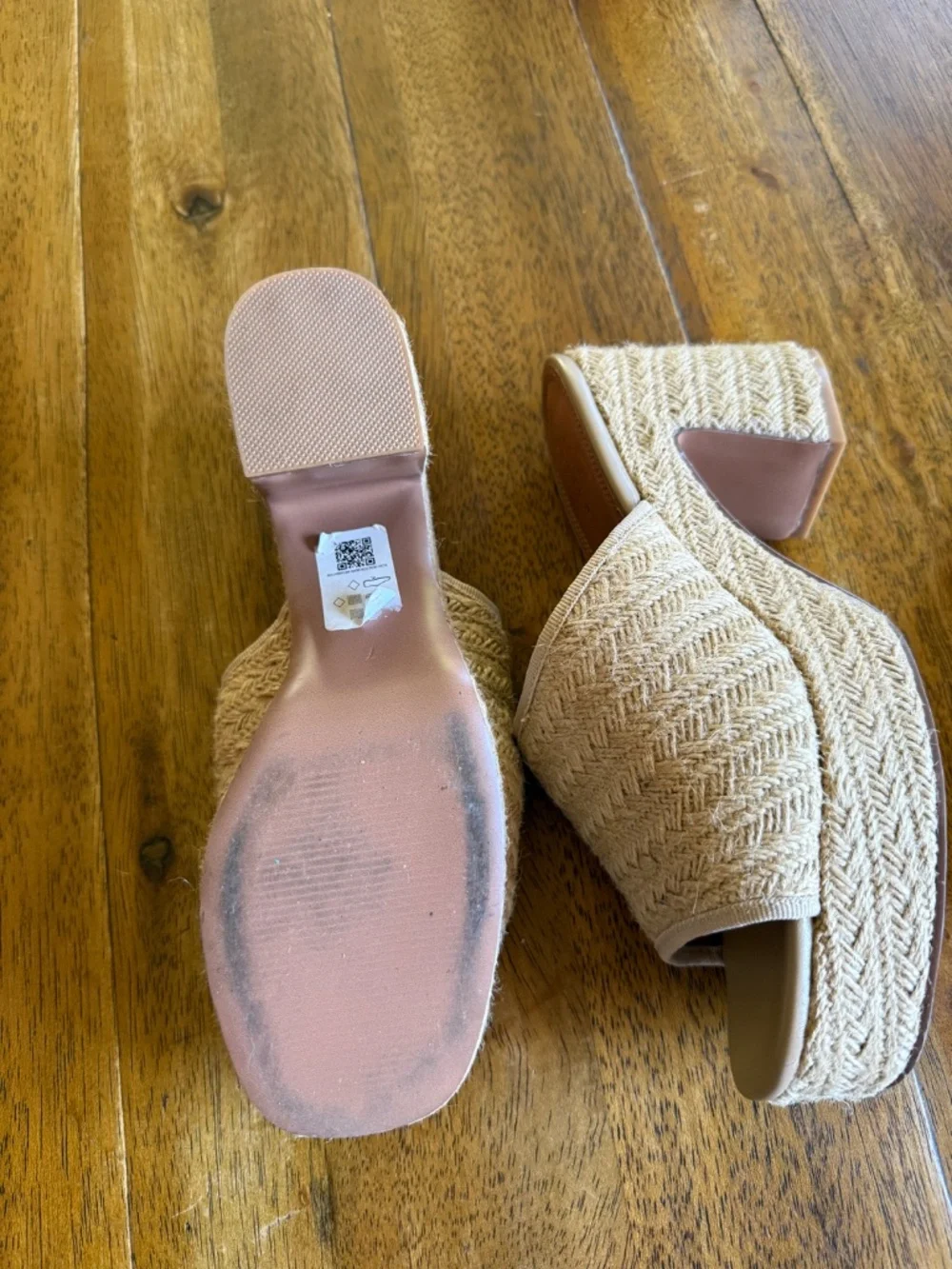 Asos Design Raffia Block Heel Mules | Size US 9